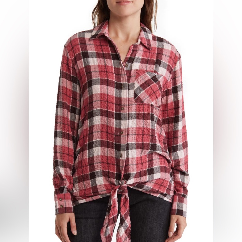 Como Vintage Button Front Shirt Flannel Red NEW